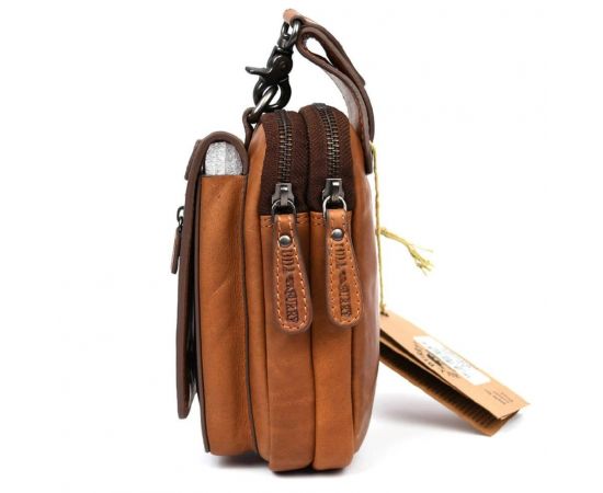 Купить Кожаная напоясная сумка чехол, через плечо Hill Burry HB100B коньячная, фото , изображение 3, характеристики, отзывы