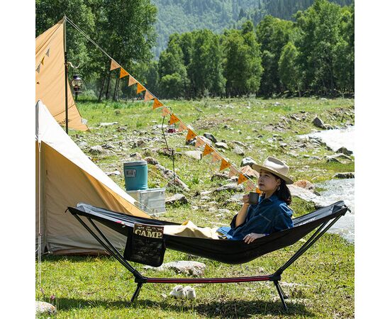 Придбати Гамак розкладний одномісний Naturehike Outdoor Folding Hammock NH20JJ011, 300D Oxford, чорний, image , зображення 4, характеристики, відгуки