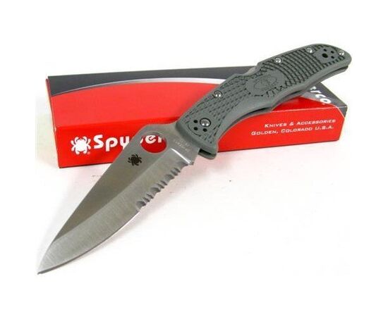 Придбати Ніж складаний Spyderco Endura 4 сіро-зелений, полусеррейтор (C10PSFG), image , характеристики, відгуки