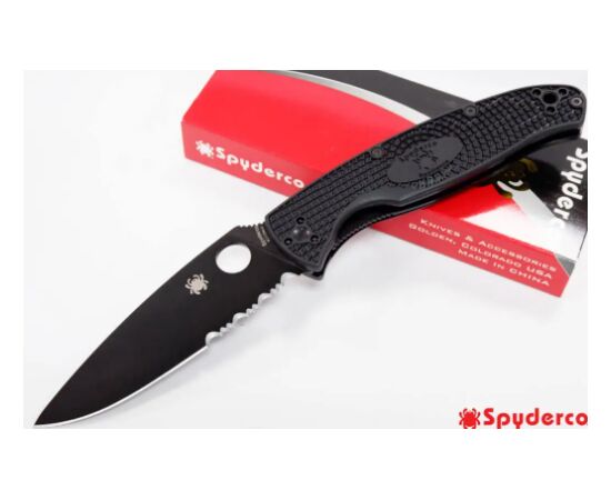 Купить Нож Spyderco Resilience Black Blade FRN, полусеррейтор, фото , изображение 4, характеристики, отзывы