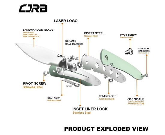 Придбати Нож CJRB Ria SW, 12C27N, G10 ц:mint green, image , зображення 2, характеристики, відгуки