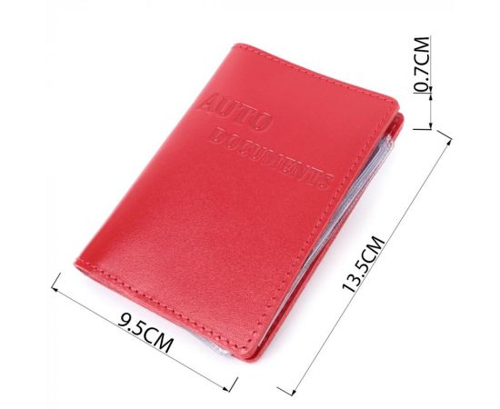 Купить Яркая обложка для автодокументов из натуральной кожи Shvigel 16161 Красная, фото , изображение 3, характеристики, отзывы