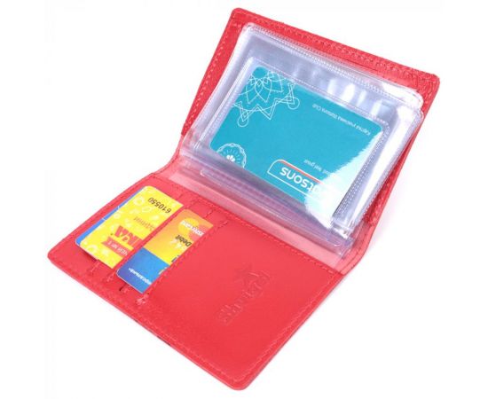 Купить Яркая обложка для автодокументов из натуральной кожи Shvigel 16161 Красная, фото , изображение 8, характеристики, отзывы