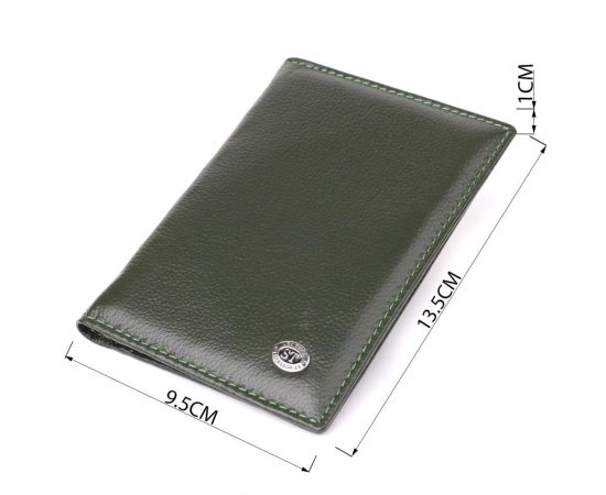 Купить Практичная обложка на паспорт универсального формата из натуральной кожи ST Leather 23081 Зеленый, фото , изображение 3, характеристики, отзывы