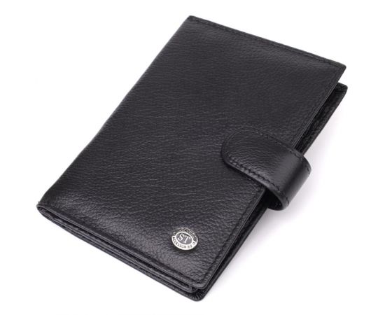 Купить Вместительная обложка на документы унисекс из натуральной кожи ST Leather 23116 Черный, фото , характеристики, отзывы
