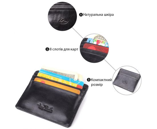 Придбати Стильный картхолдер из глянцевой натуральной кожи Tony Perotti 20894_1 (2236 nero) Черный, image , зображення 4, характеристики, відгуки