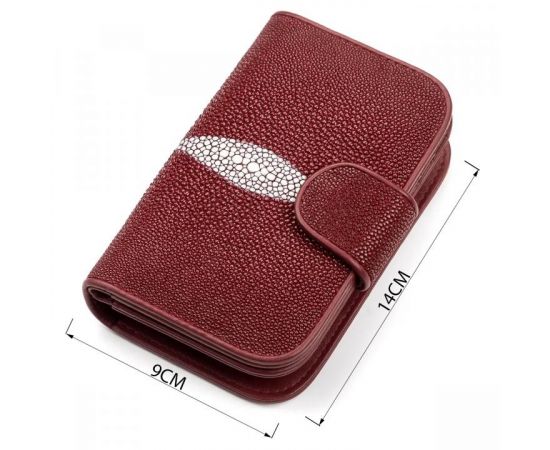 Купить Кошелек женский STINGRAY LEATHER 18092 из натуральной кожи морского ската Бордовый, фото , изображение 3, характеристики, отзывы