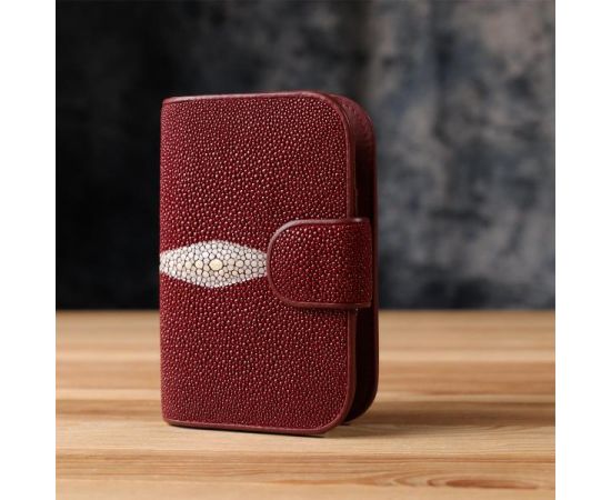 Купить Кошелек женский STINGRAY LEATHER 18092 из натуральной кожи морского ската Бордовый, фото , изображение 7, характеристики, отзывы