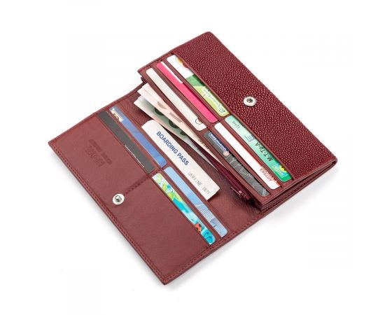 Купить Кошелек женский STINGRAY LEATHER 18097 из натуральной кожи морского ската Бордовый, фото , изображение 5, характеристики, отзывы