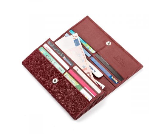 Купить Кошелек женский STINGRAY LEATHER 18097 из натуральной кожи морского ската Бордовый, фото , изображение 6, характеристики, отзывы