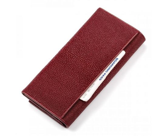 Купить Кошелек женский STINGRAY LEATHER 18097 из натуральной кожи морского ската Бордовый, фото , изображение 7, характеристики, отзывы