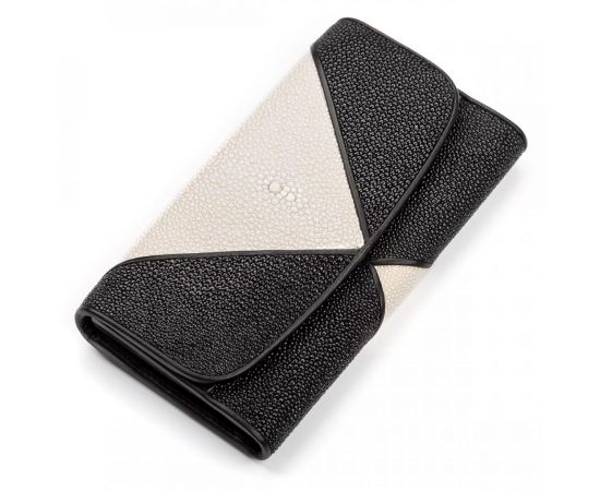 Купить Кошелек женский STINGRAY LEATHER 18103 из натуральной кожи морского ската Черный, фото , характеристики, отзывы