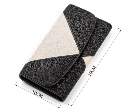 Купить Кошелек женский STINGRAY LEATHER 18103 из натуральной кожи морского ската Черный, фото , изображение 3, характеристики, отзывы