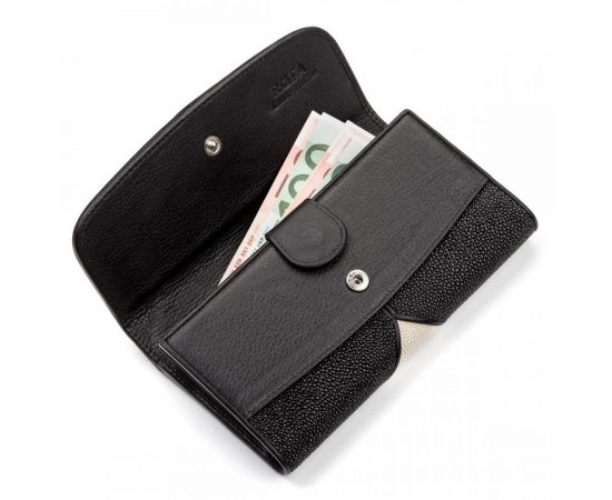 Купить Кошелек женский STINGRAY LEATHER 18103 из натуральной кожи морского ската Черный, фото , изображение 5, характеристики, отзывы