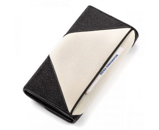 Купить Кошелек женский STINGRAY LEATHER 18103 из натуральной кожи морского ската Черный, фото , изображение 8, характеристики, отзывы