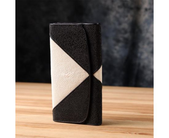Купить Кошелек женский STINGRAY LEATHER 18103 из натуральной кожи морского ската Черный, фото , изображение 9, характеристики, отзывы