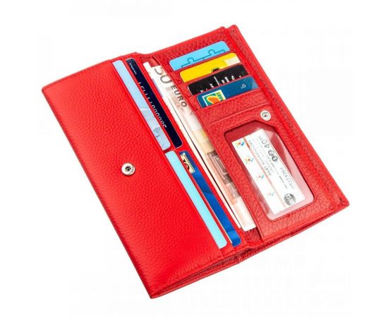 Купить Яркий женский кошелек на кнопке ST Leather 18954 Красный, фото , изображение 3, характеристики, отзывы