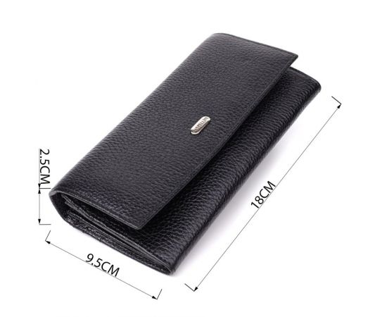 Купить Классический женский кошелек из натуральной кожи CANPELLINI 20872_1 Черный, фото , изображение 3, характеристики, отзывы