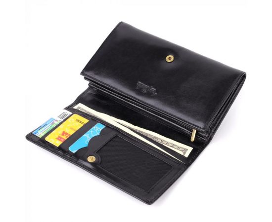 Придбати Стильный женский горизонтальный кошелек из глянцевой натуральной кожи Tony Perotti 20884_1 (1073 nero) Черный, image , зображення 7, характеристики, відгуки