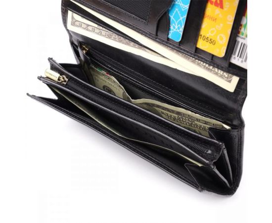 Придбати Стильный женский горизонтальный кошелек из глянцевой натуральной кожи Tony Perotti 20884_1 (1073 nero) Черный, image , зображення 8, характеристики, відгуки