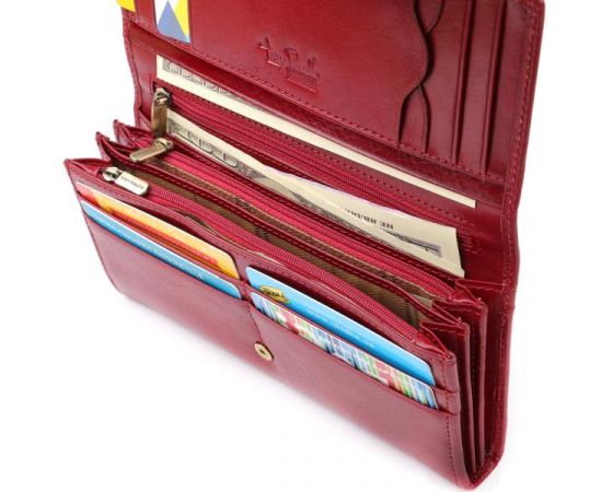Придбати Вместительный женский кошелек из глянцевой натуральной кожи Tony Perotti 20893_1 (1911 rosso) Красный, image , зображення 8, характеристики, відгуки