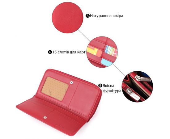 Придбати Вместительный женский кошелек из натуральной кожи Tony Perotti 20902_1 (1192 rosso) Красный, image , зображення 4, характеристики, відгуки