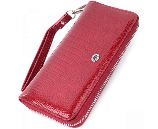 Купить Женский лакированный кошелек на молнии из натуральной кожи ST Leather 22677 Красный, фото , характеристики, отзывы