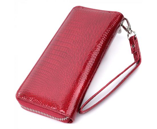 Купить Женский лакированный кошелек на молнии из натуральной кожи ST Leather 22677 Красный, фото , изображение 2, характеристики, отзывы