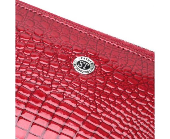 Купить Женский лакированный кошелек на молнии из натуральной кожи ST Leather 22677 Красный, фото , изображение 5, характеристики, отзывы