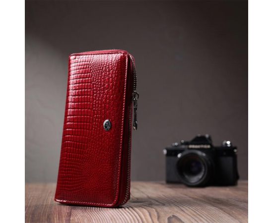 Купить Женский лакированный кошелек на молнии из натуральной кожи ST Leather 22677 Красный, фото , изображение 8, характеристики, отзывы