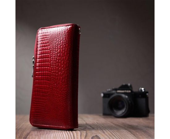 Купить Женский лакированный кошелек на молнии из натуральной кожи ST Leather 22677 Красный, фото , изображение 9, характеристики, отзывы