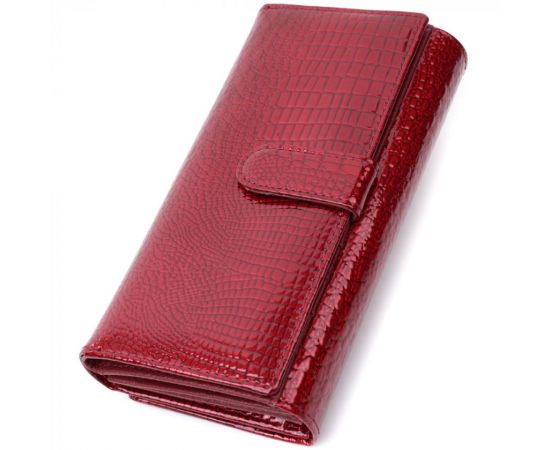 Купить Кожаный лакированный кошелек с блоком для кредитных карт ST Leather 22682 Красный, фото , изображение 2, характеристики, отзывы
