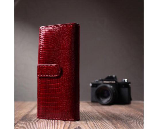 Купить Кожаный лакированный кошелек с блоком для кредитных карт ST Leather 22682 Красный, фото , изображение 11, характеристики, отзывы