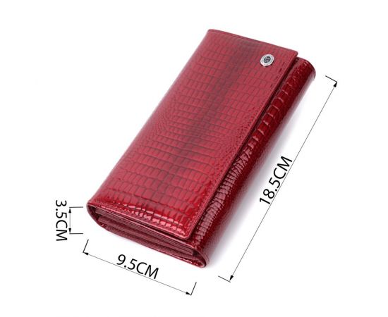 Купить Кожаный лакированный кошелек с блоком для кредитных карт ST Leather 22682 Красный, фото , изображение 3, характеристики, отзывы