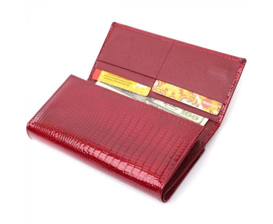 Купить Кожаный лакированный кошелек с блоком для кредитных карт ST Leather 22682 Красный, фото , изображение 5, характеристики, отзывы