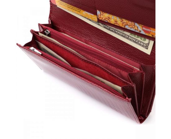 Купить Кожаный лакированный кошелек с блоком для кредитных карт ST Leather 22682 Красный, фото , изображение 6, характеристики, отзывы