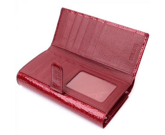 Купить Кожаный лакированный кошелек с блоком для кредитных карт ST Leather 22682 Красный, фото , изображение 9, характеристики, отзывы