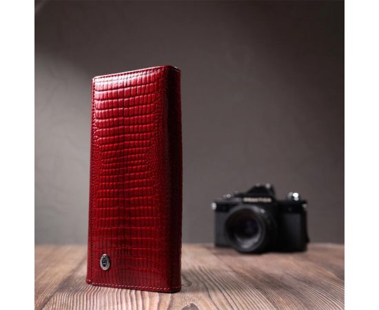 Купить Кожаный лакированный кошелек с блоком для кредитных карт ST Leather 22682 Красный, фото , изображение 10, характеристики, отзывы