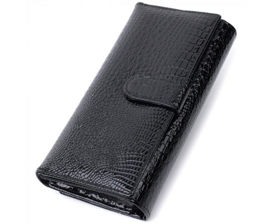 Купить Лакированный кожаный кошелек с блоком для кредитных карт ST Leather 22683 Черный, фото , изображение 2, характеристики, отзывы