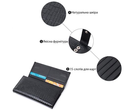 Купить Лакированный кожаный кошелек с блоком для кредитных карт ST Leather 22683 Черный, фото , изображение 4, характеристики, отзывы
