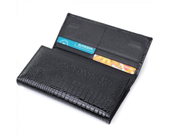 Купить Лакированный кожаный кошелек с блоком для кредитных карт ST Leather 22683 Черный, фото , изображение 7, характеристики, отзывы