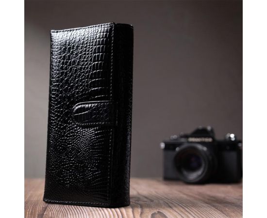 Купить Лакированный кожаный кошелек с блоком для кредитных карт ST Leather 22683 Черный, фото , изображение 10, характеристики, отзывы