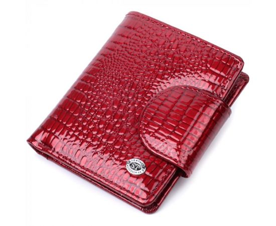 Купить Лакированный кошелек для женщин среднего размера из натуральной кожи ST Leather 22685 Красный, фото , характеристики, отзывы