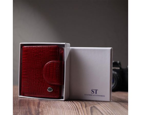 Купить Лакированный кошелек для женщин среднего размера из натуральной кожи ST Leather 22685 Красный, фото , изображение 12, характеристики, отзывы