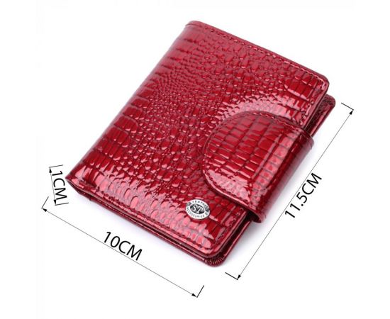 Купить Лакированный кошелек для женщин среднего размера из натуральной кожи ST Leather 22685 Красный, фото , изображение 3, характеристики, отзывы