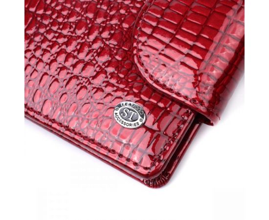 Купить Лакированный кошелек для женщин среднего размера из натуральной кожи ST Leather 22685 Красный, фото , изображение 5, характеристики, отзывы