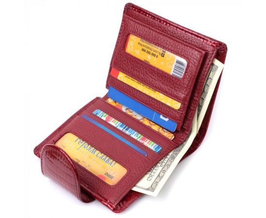 Купить Лакированный кошелек для женщин среднего размера из натуральной кожи ST Leather 22685 Красный, фото , изображение 9, характеристики, отзывы