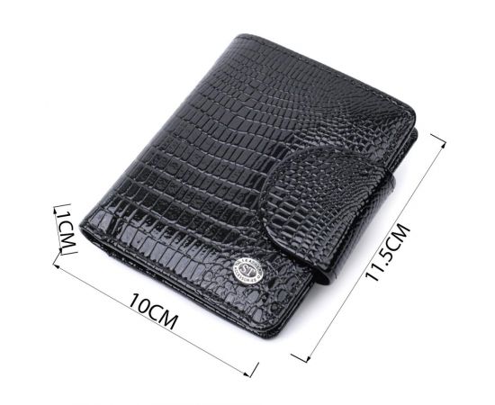 Купить Кошелек для женщин среднего размера из натуральной лакированной кожи ST Leather 22686 Черный, фото , изображение 3, характеристики, отзывы