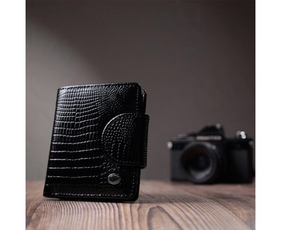 Купить Кошелек для женщин среднего размера из натуральной лакированной кожи ST Leather 22686 Черный, фото , изображение 9, характеристики, отзывы