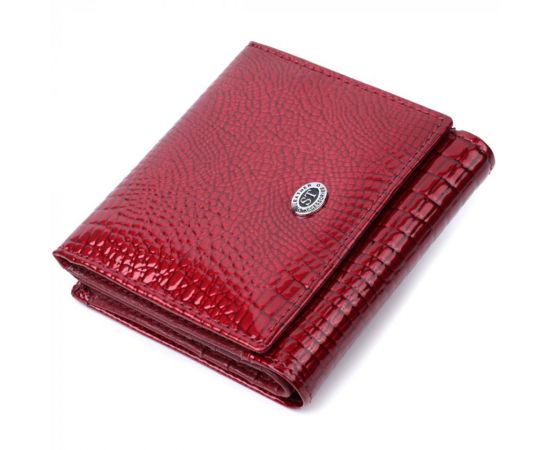 Купить Компактный кошелек для женщин из натуральной лакированной кожи ST Leather 22687 Красный, фото , характеристики, отзывы